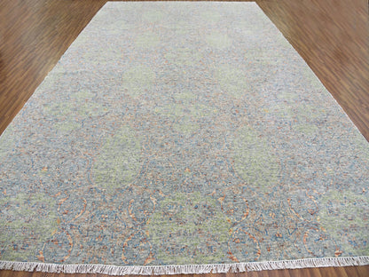 Modern / Contemporary hand-knotted wool rug in Green, 12' x 18' — SKU O079449 (view 2)