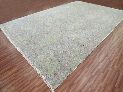 Green 12'0" x 18'0" Modern / Contemporary Hand knotted Wool Rug - Sku: O079449