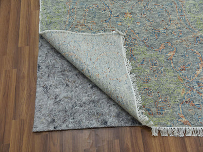 Green 12'0" x 18'0" Modern / Contemporary Hand knotted Wool Rug - Sku: O079449