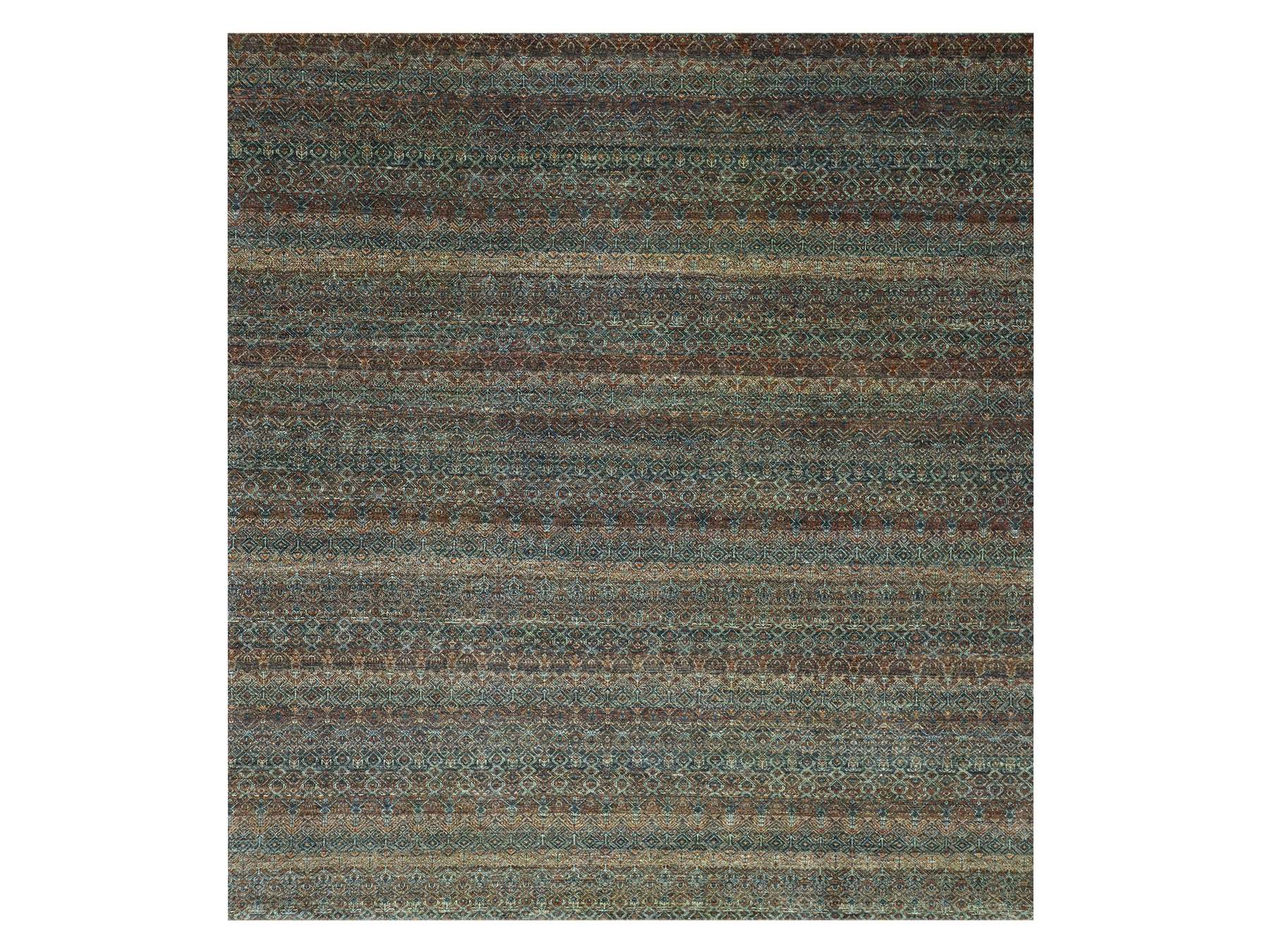 Modern / Contemporary hand-knotted wool rug in Brown, 12' x 12' — SKU O079454
