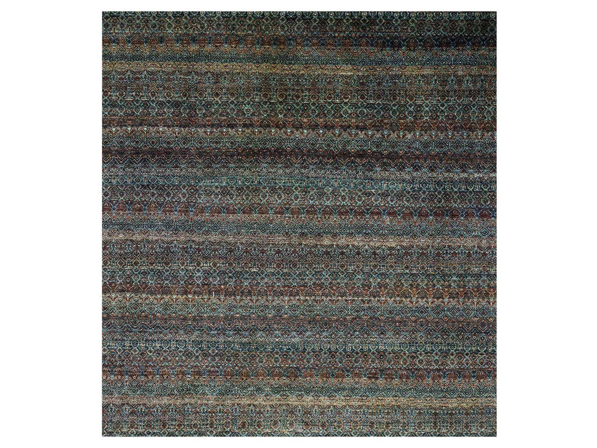 Modern / Contemporary hand-knotted wool rug in Brown, 10' x 10' — SKU O079455