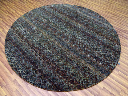 Brown 8'0" x 8'0" Modern / Contemporary Hand knotted Wool Rug - Sku: O079456