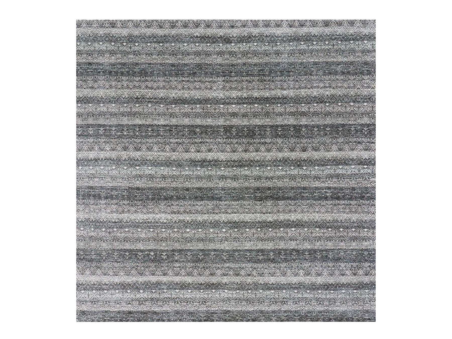 Modern / Contemporary hand-knotted wool rug in Gray, 10' x 10' — SKU O079460