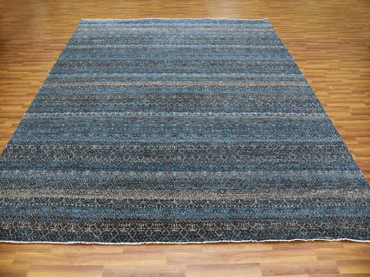 Modern / Contemporary hand-knotted wool rug in Blue, 10' x 10'1" — SKU O079462 (view 2)