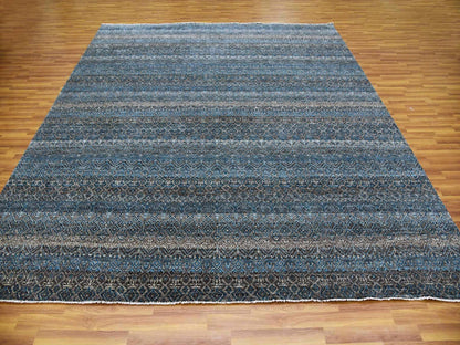 Blue 10'0" x 10'1" Modern and Contemporary Hand knotted Wool Rug - Sku: O079462