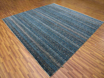 Blue 10'0" x 10'1" Modern and Contemporary Hand knotted Wool Rug - Sku: O079462