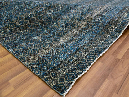 Blue 10'0" x 10'1" Modern and Contemporary Hand knotted Wool Rug - Sku: O079462