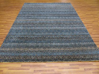 Blue 7'8" x 10'0" Modern and Contemporary Hand knotted Wool Rug - Sku: O079463