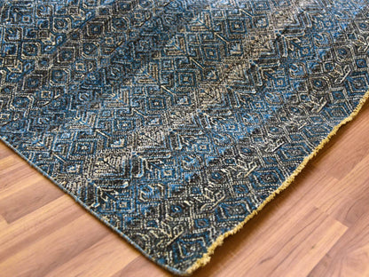 Blue 7'8" x 10'0" Modern and Contemporary Hand knotted Wool Rug - Sku: O079463
