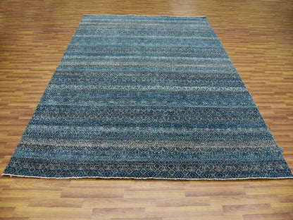 Blue 8'0" x 10'0" Modern and Contemporary Hand knotted Wool Rug - Sku: O079464