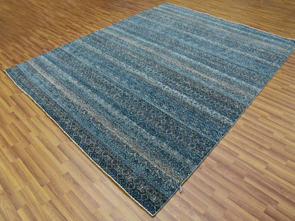 Blue 8'0" x 10'0" Modern and Contemporary Hand knotted Wool Rug - Sku: O079464