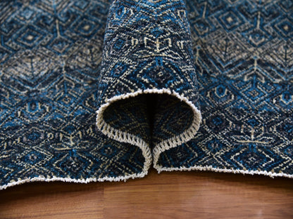 Blue 8'0" x 10'0" Modern and Contemporary Hand knotted Wool Rug - Sku: O079464