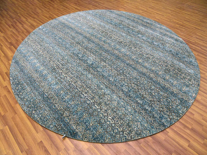 Blue 10'0" x 10'0" Modern and Contemporary Hand knotted Wool Rug - Sku: O079465