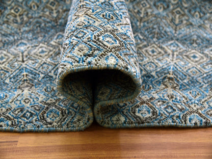 Blue 10'0" x 10'0" Modern and Contemporary Hand knotted Wool Rug - Sku: O079465