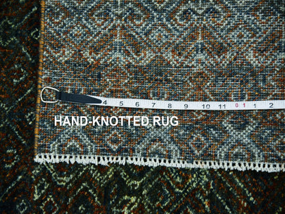 Brown 2'6" x 12'0" Modern / Contemporary Hand knotted Wool Rug - Sku: O079487