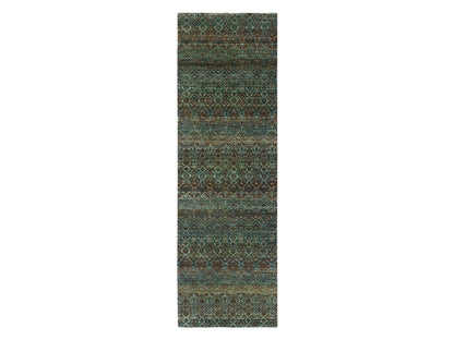Brown 2'6" x 8'0" Modern / Contemporary Hand knotted Wool Rug - Sku: O079492