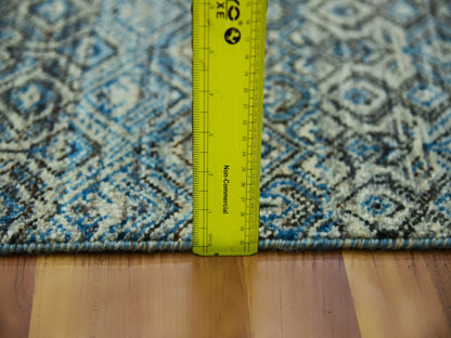 Blue 2'6" x 10'0" Modern and Contemporary Hand knotted Wool Rug - Sku: O079493
