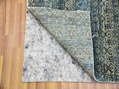 Blue 2'6" x 10'0" Modern and Contemporary Hand knotted Wool Rug - Sku: O079494