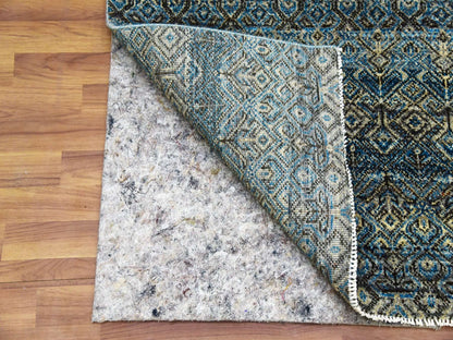Blue 2'6" x 6'2" Modern and Contemporary Hand knotted Wool Rug - Sku: O079497