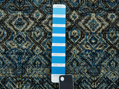 Blue 2'6" x 6'2" Modern and Contemporary Hand knotted Wool Rug - Sku: O079497