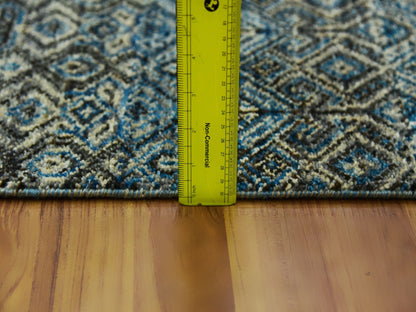Blue 2'6" x 6'2" Modern and Contemporary Hand knotted Wool Rug - Sku: O079497