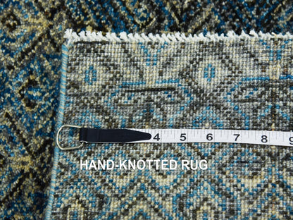 Blue 2'6" x 6'2" Modern and Contemporary Hand knotted Wool Rug - Sku: O079497