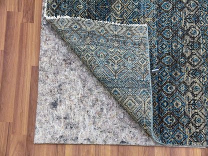 Blue 2'6" x 6'1" Modern and Contemporary Hand knotted Wool Rug - Sku: O079498