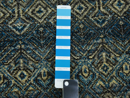 Blue 2'6" x 6'1" Modern and Contemporary Hand knotted Wool Rug - Sku: O079498