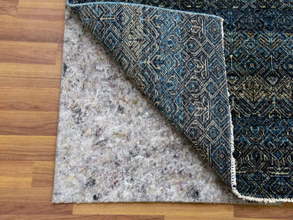 Blue 2'5" x 12'0" Modern and Contemporary Hand knotted Wool Rug - Sku: O079499