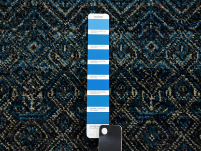 Blue 2'5" x 12'0" Modern and Contemporary Hand knotted Wool Rug - Sku: O079499