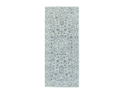 Ivory 2'6" x 6'0" Mamluk Hand knotted Wool Rug - Sku: O079501