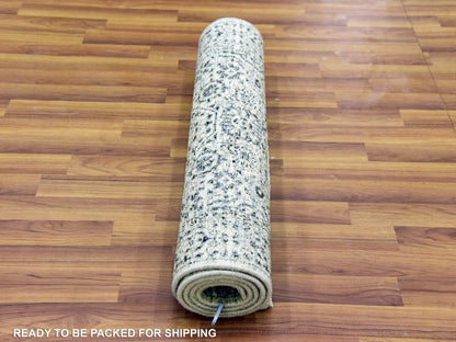 Ivory 2'6" x 6'0" Mamluk Hand knotted Wool Rug - Sku: O079501
