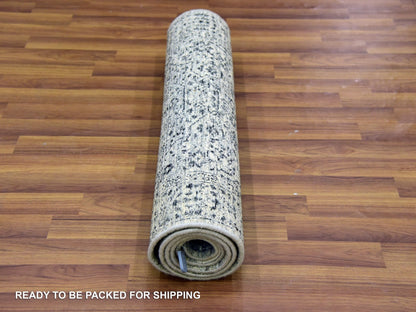 Ivory 2'7" x 6'0" Mamluk Hand knotted Wool Rug - Sku: O079502