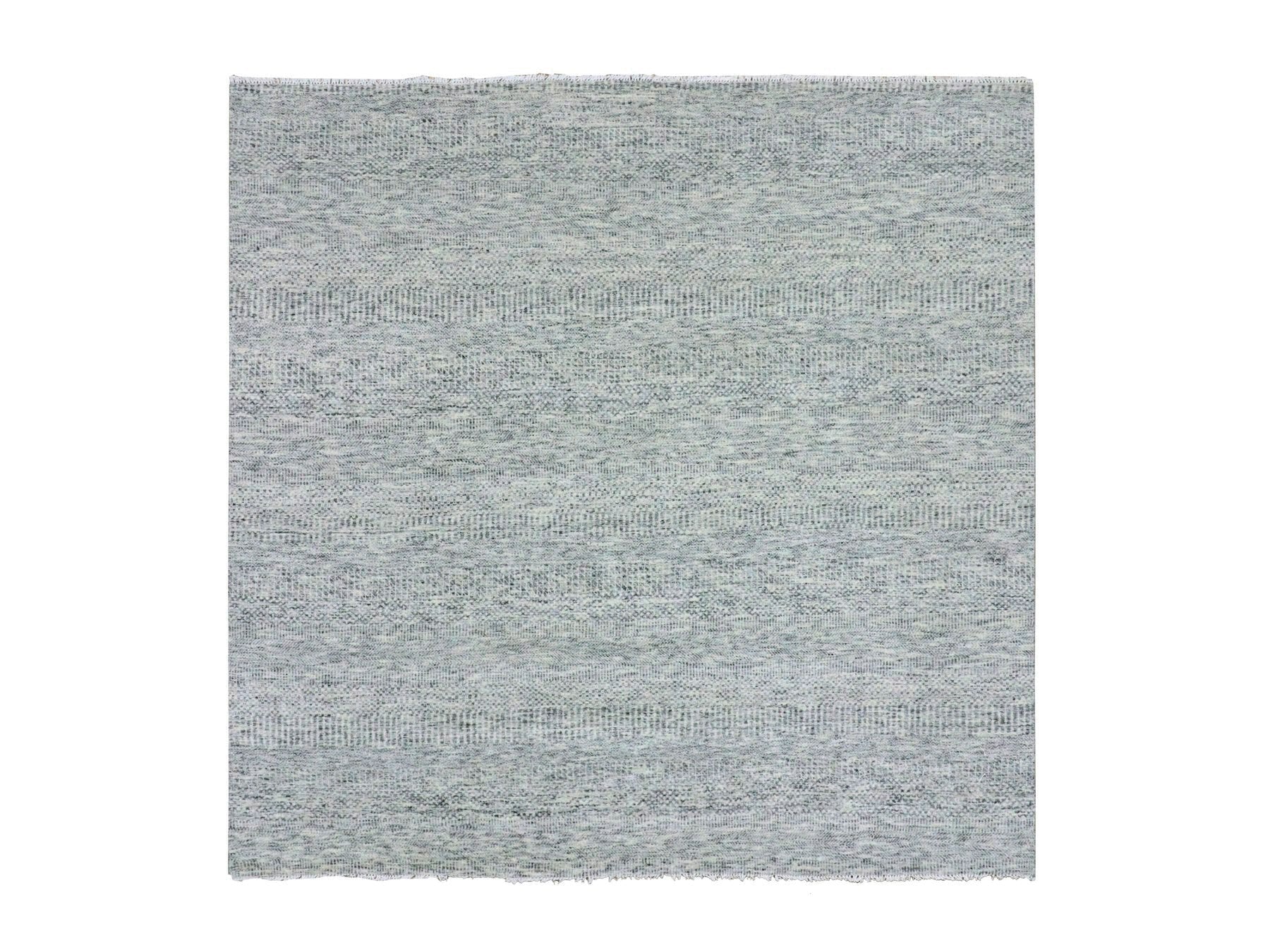 Modern / Contemporary hand-knotted wool rug in Gray, 8' x 8' — SKU O079512