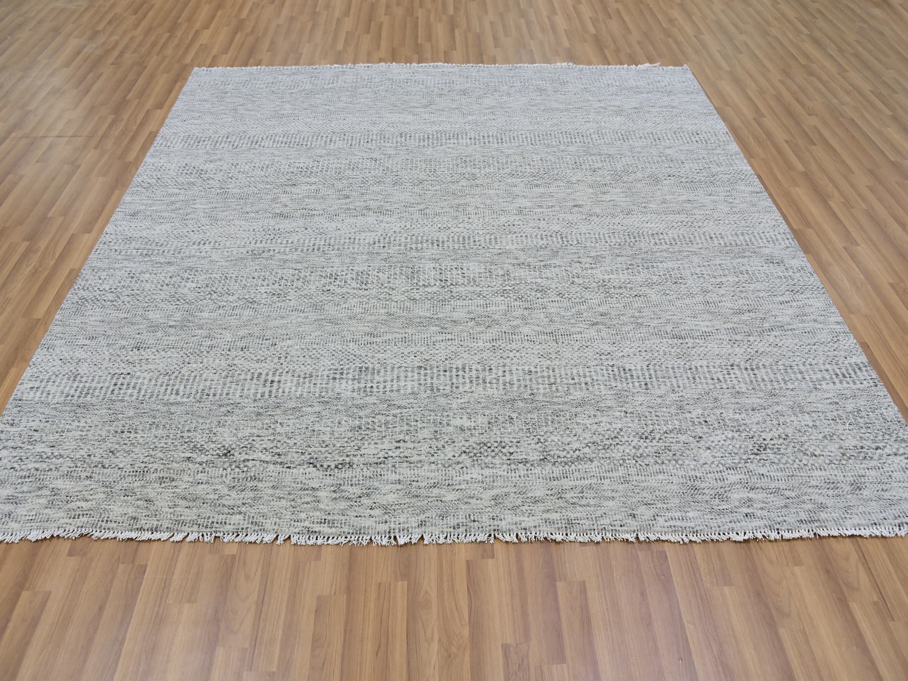 Modern / Contemporary hand-knotted wool rug in Gray, 8' x 8' — SKU O079512 (view 2)