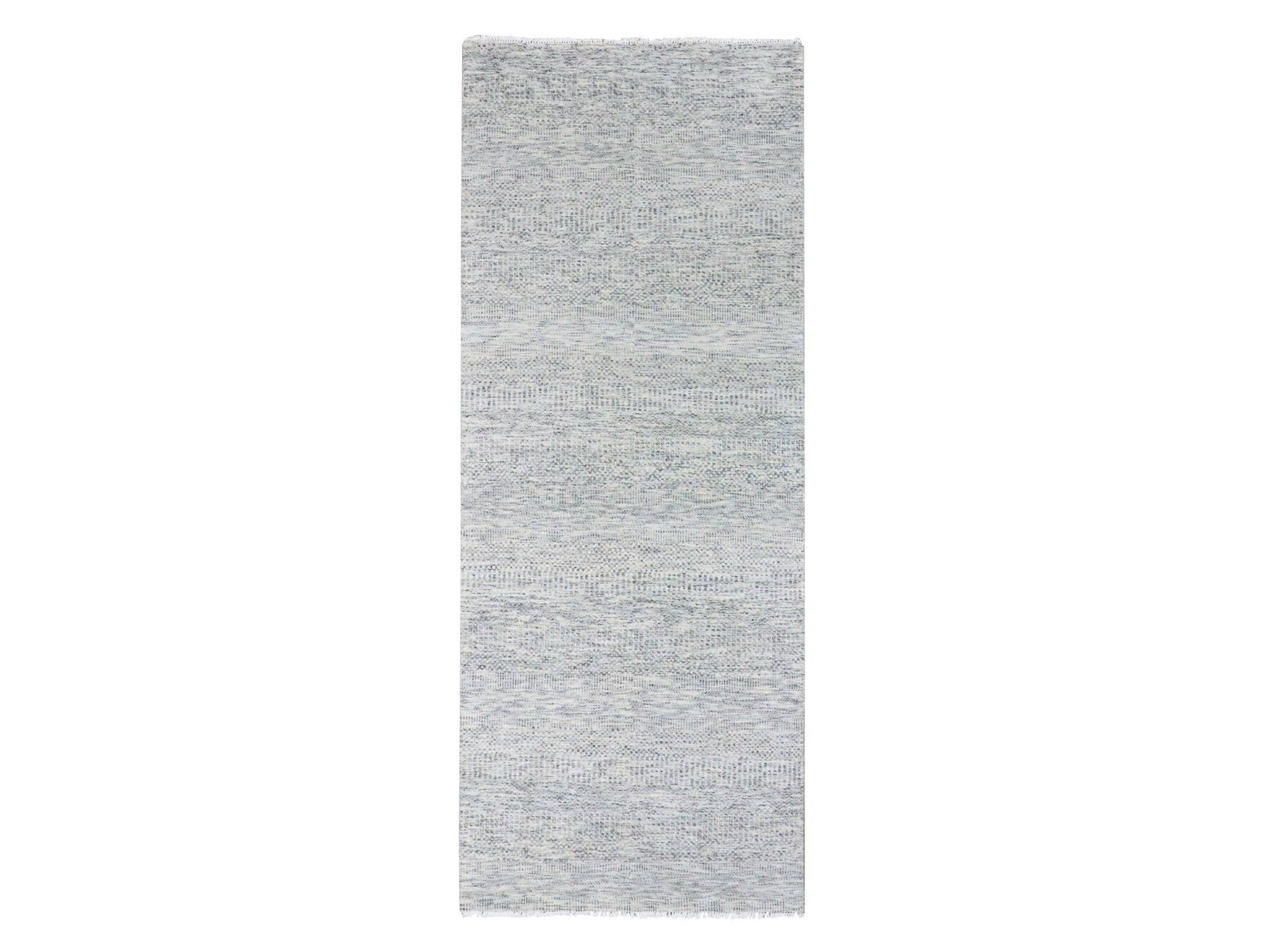 Modern / Contemporary hand-knotted wool runner in Gray, 4' x 10'1" — SKU O079522