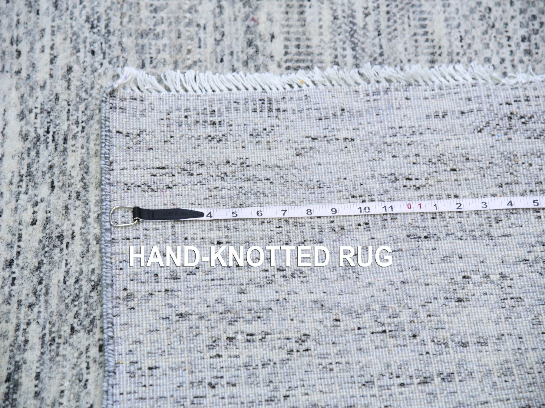 Modern / Contemporary hand-knotted wool runner in Gray, 4' x 10'1" — SKU O079522 (view 7)