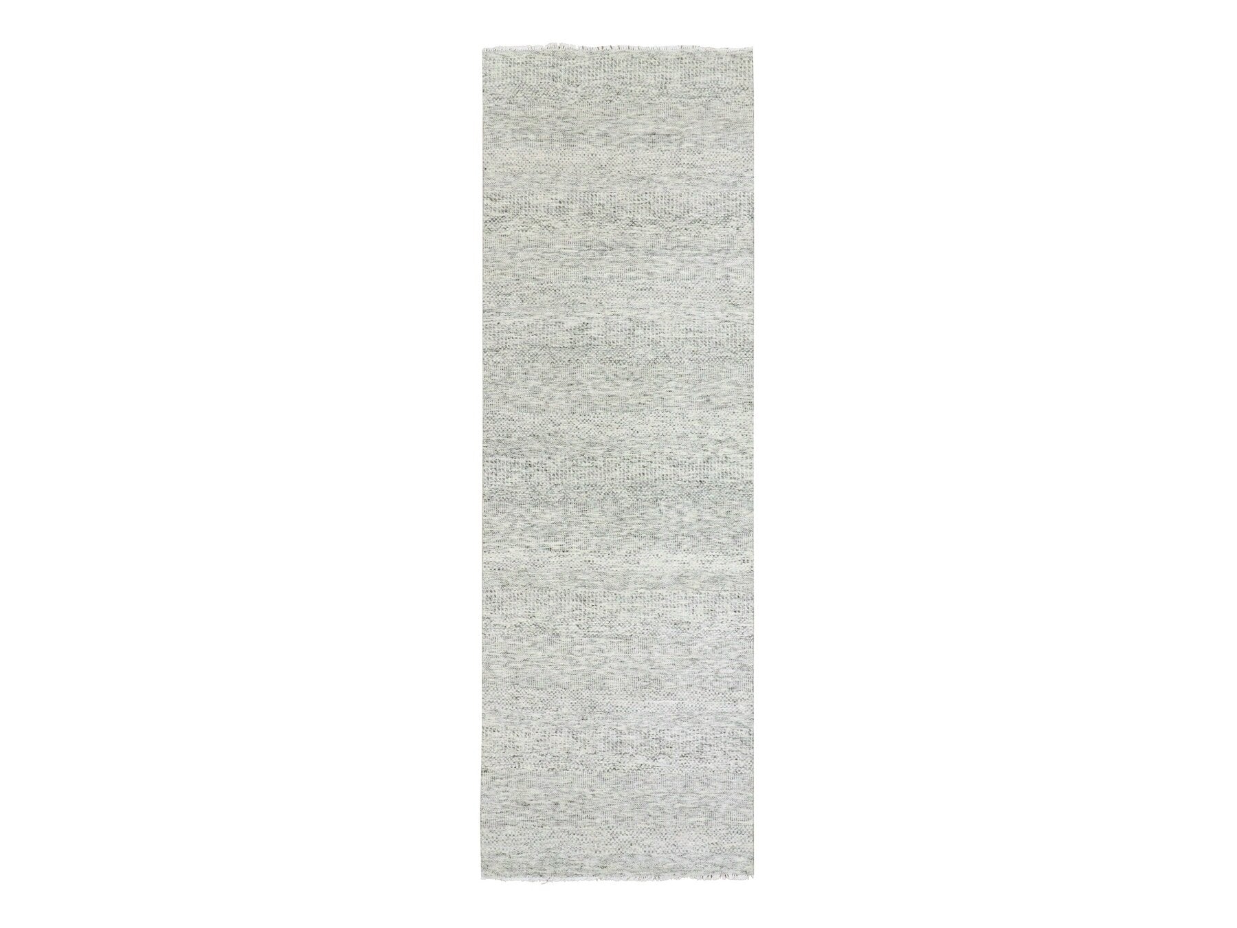 Modern / Contemporary hand-knotted wool runner in Gray, 3'11" x 12'2" — SKU O079530
