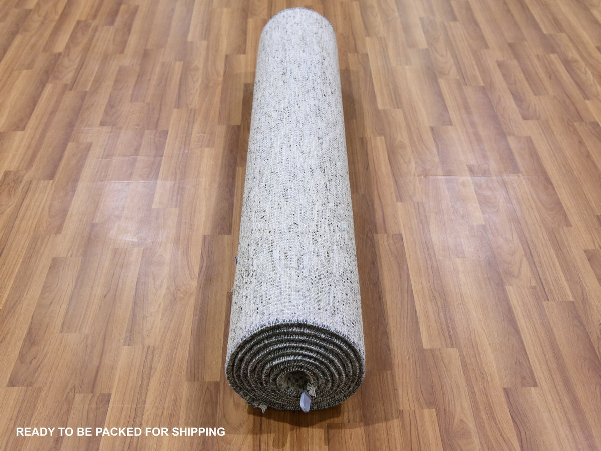 Modern / Contemporary hand-knotted wool runner in Gray, 3'11" x 12'2" — SKU O079530 (view 5)