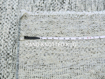 Modern / Contemporary hand-knotted wool runner in Gray, 3'11" x 12'2" — SKU O079530 (view 7)