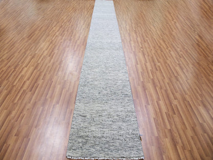 Modern / Contemporary hand-knotted wool runner in Gray, 2'6" x 20'5" — SKU O079531 (view 2)