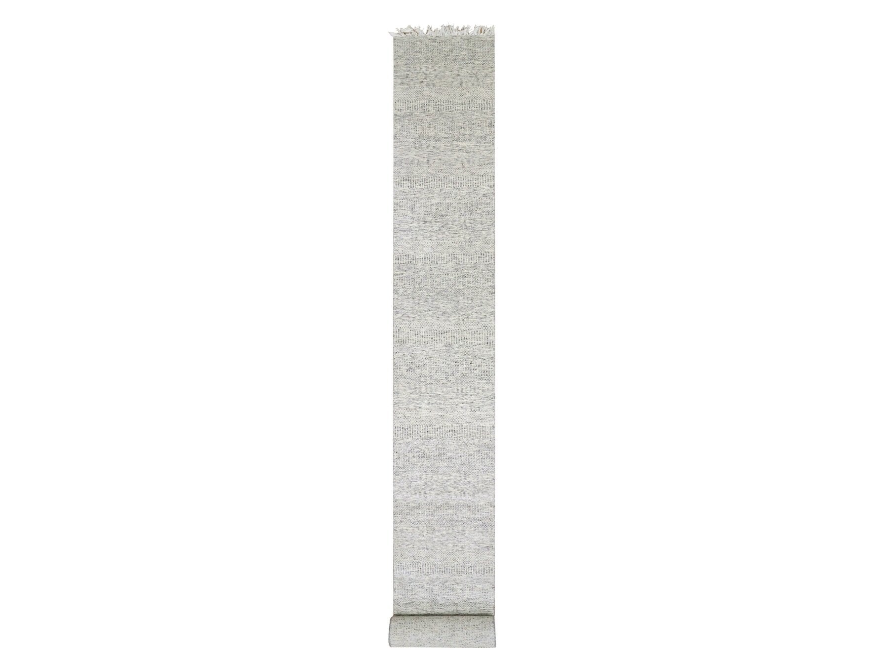 Modern / Contemporary hand-knotted wool runner in Gray, 2'6" x 23'4" — SKU O079532