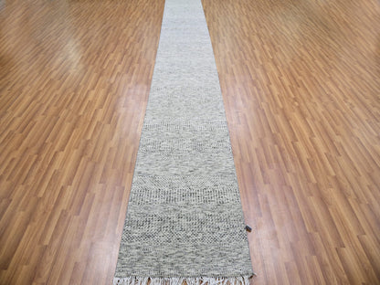 Modern / Contemporary hand-knotted wool runner in Gray, 2'6" x 23'4" — SKU O079532 (view 2)