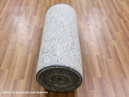Modern / Contemporary hand-knotted wool runner in Gray, 2'6" x 23'4" — SKU O079532 (view 5)