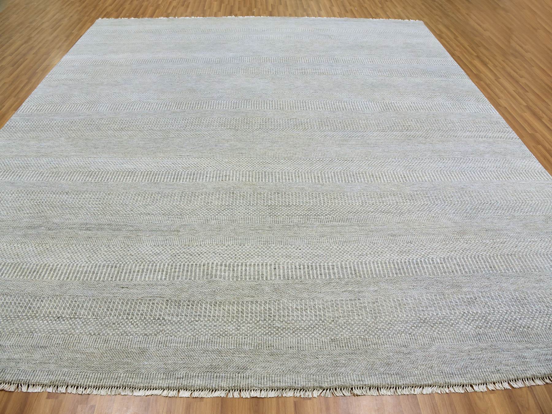 Modern / Contemporary hand-knotted wool rug in Gray, 12' x 12'4" — SKU O079541 (view 2)