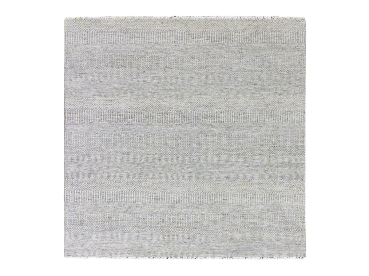Modern / Contemporary hand-knotted wool rug in Gray, 6' x 6'1" — SKU O079543