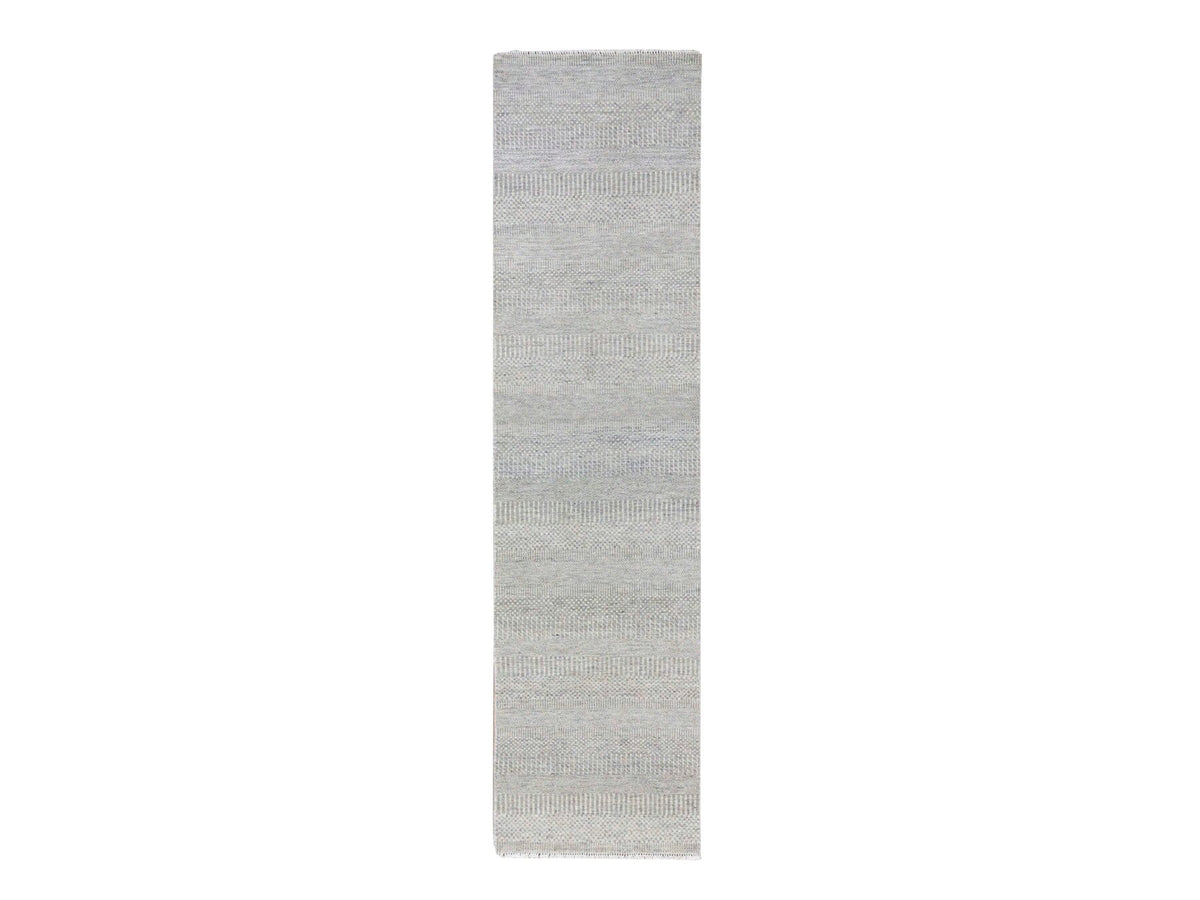 Modern / Contemporary hand-knotted wool runner in Gray, 2'6" x 10'2" — SKU O079546