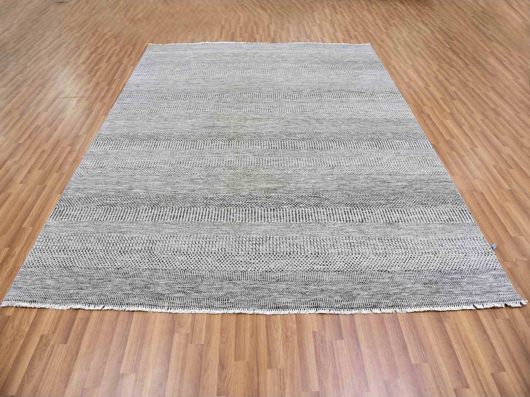 Grey 8'0" x 10'0" Modern and Contemporary Hand knotted Wool Rug - Sku: O079558