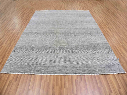 Grey 8'0" x 10'0" Modern and Contemporary Hand knotted Wool Rug - Sku: O079558