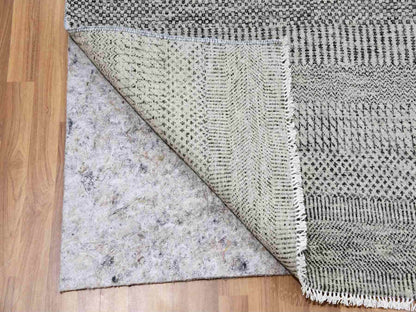 Grey 8'0" x 10'0" Modern and Contemporary Hand knotted Wool Rug - Sku: O079558
